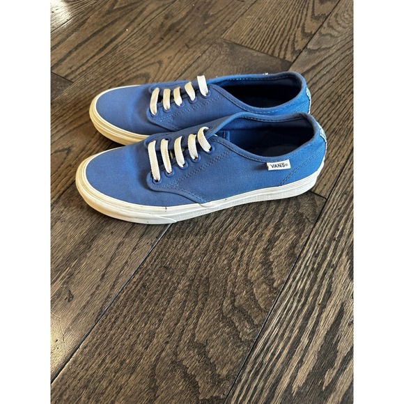 VANS Size 7.5 Women's Blue Canvas Sneakers with Plaid Stripe on Back - Picture 8 of 11